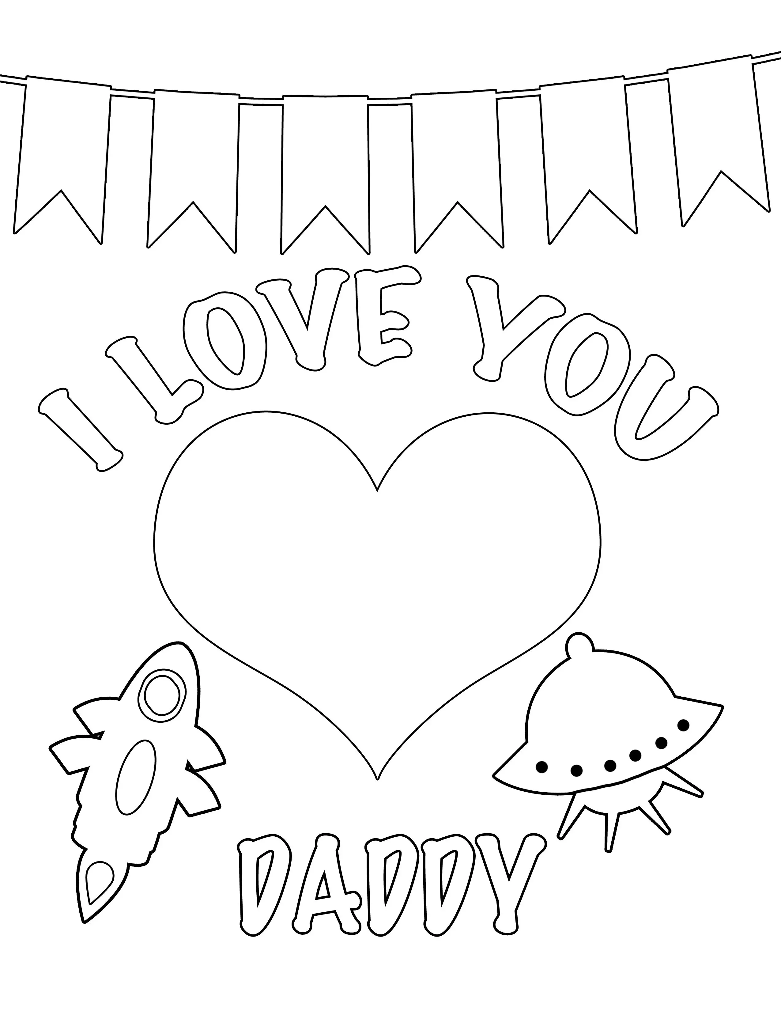 Coloriage Je Taime Papa Love You Daddy - Saint-Valentin à imprimer
