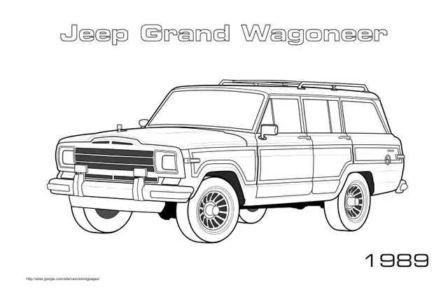 Coloriage Jeep Grand Wagoneer 1989 tout-terrain - Voiture à imprimer