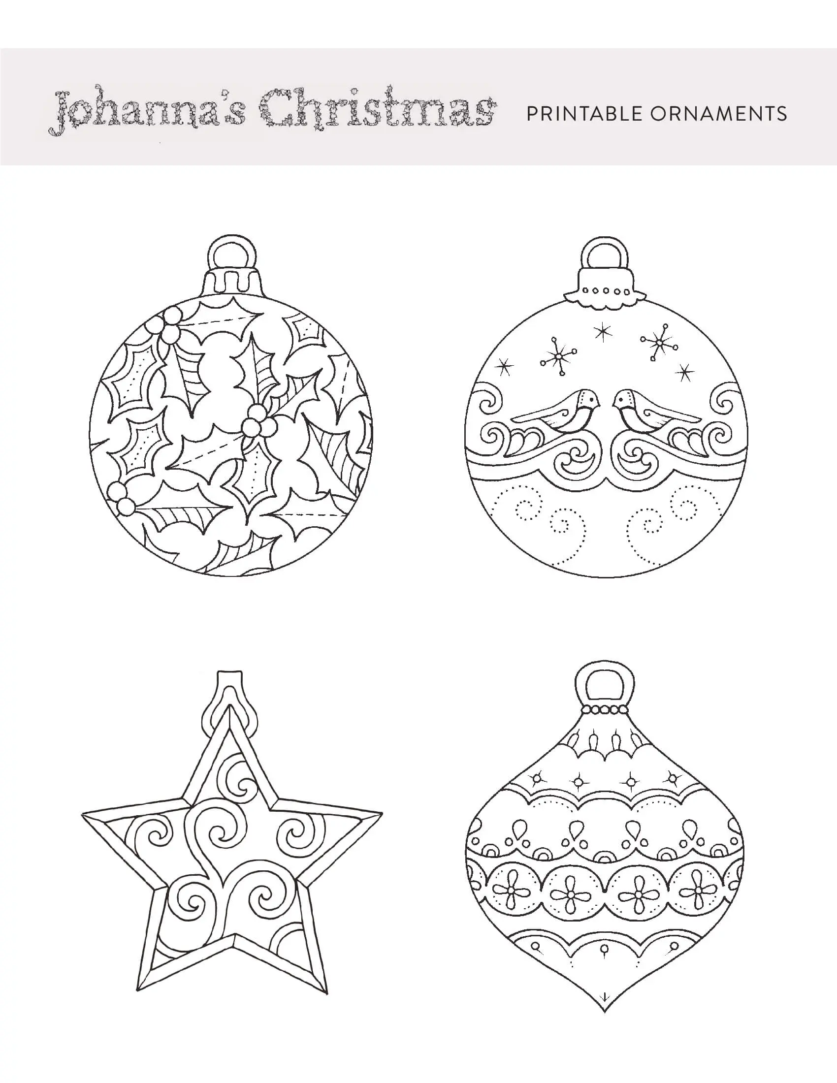 Coloriage Johannas Xmas Ornaments Pour Adulte - Adulte par johanna basford à imprimer