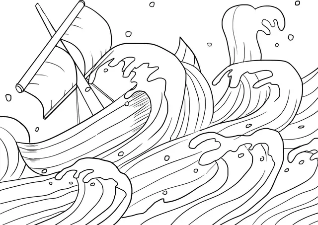 Coloriage Jonas en fuite vers Tarsis - Jésus à imprimer