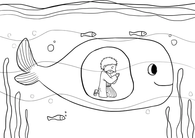 Coloriage Jonas fuyant vers Tarsis dans la tempête - Jésus à imprimer