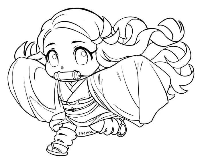 Kleurplaat Kawaii Nezuko kleurplaten – Demon Slayer om te printen