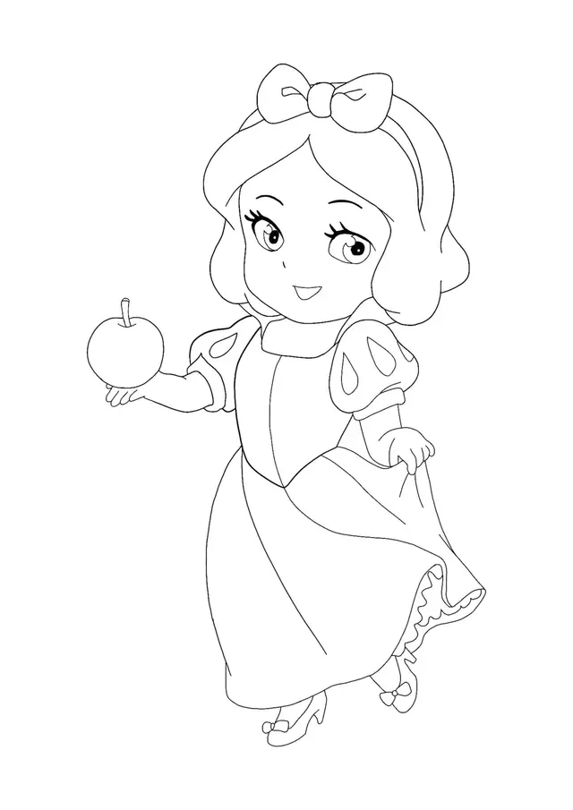 Coloriage Kawaii Disney Princesse Snow White - Princesse à imprimer