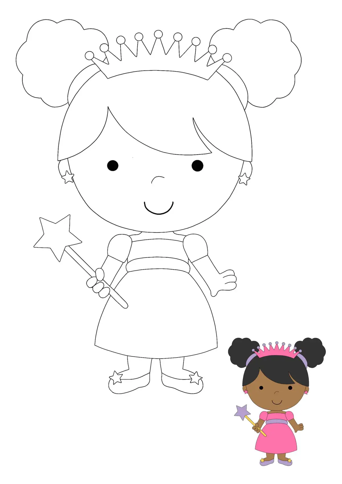 Coloriage Kawaii Princesse - Princesse à imprimer