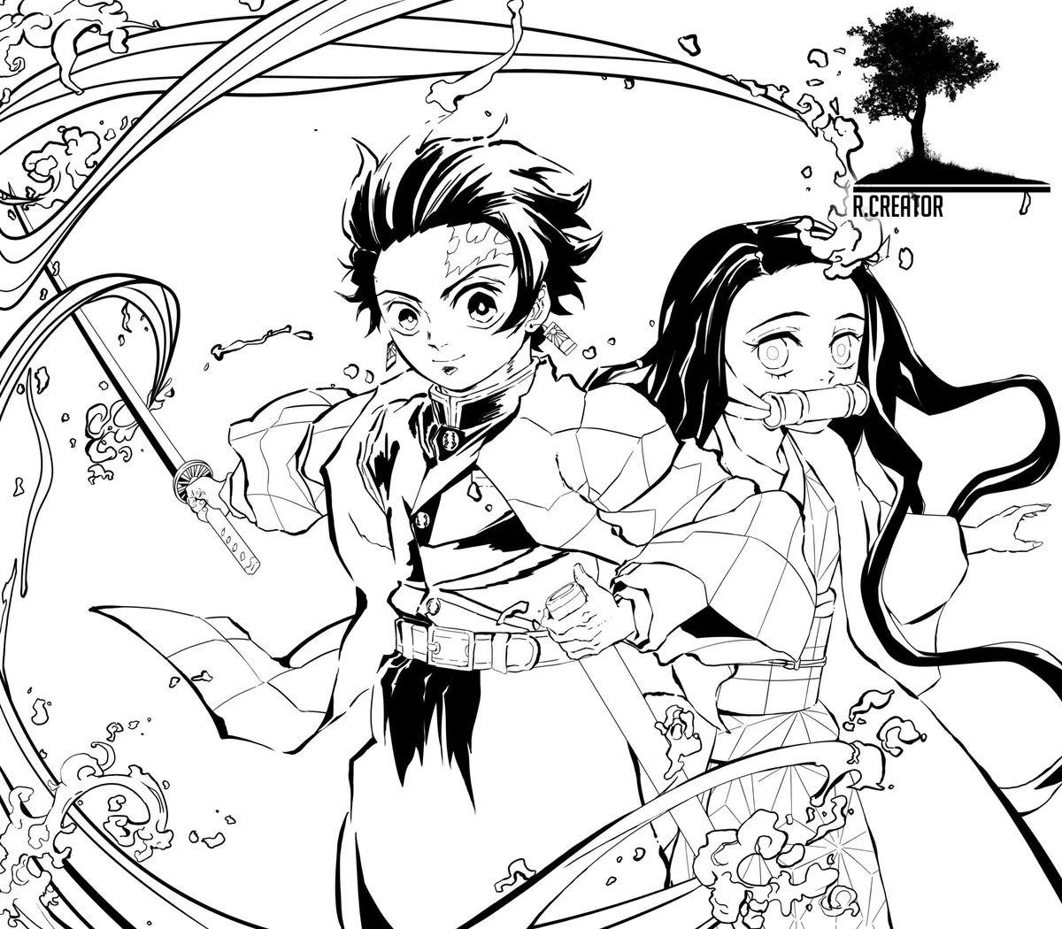 Kleurplaat Kimetsu no Yaiba Demon Slayer Manga kleurplaten om te printen