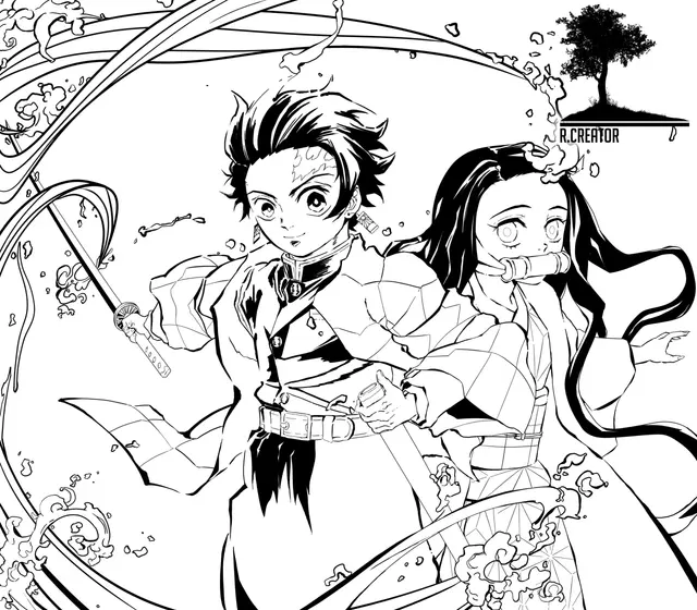 Kimetsu No Yaiba Demon Slayer Manga coloring page to print