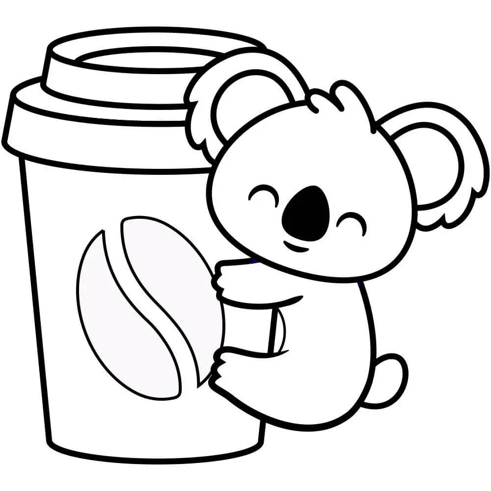 Coloriage Koala Se Tenant Debout Sur Un Café - Koala à imprimer