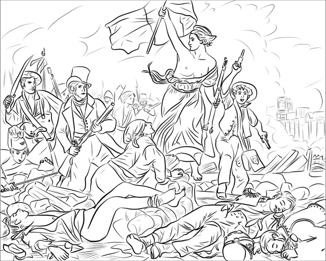 Coloriage La Liberté Guidant Le Peuple - France à imprimer