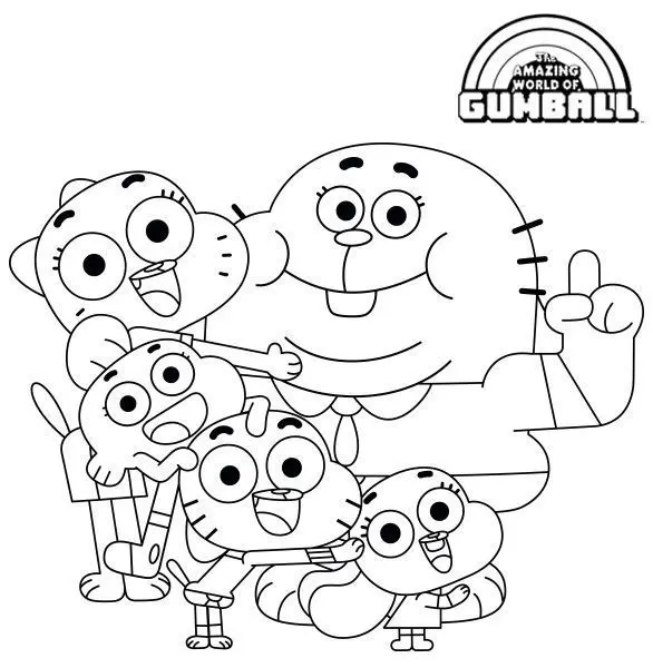 Coloriage La Famille Watterson - Gumball à imprimer