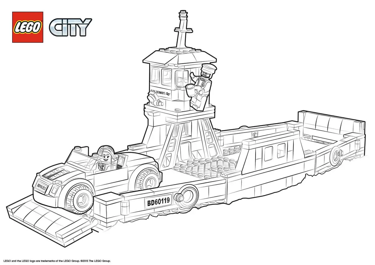 Dibujo de Lego City Ferry de Transporte de Barcos para colorear