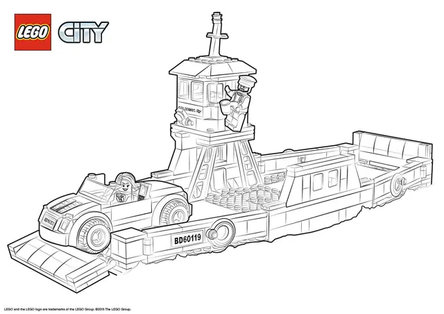 Dibujo de Lego City Ferry de Transporte de Barcos para colorear