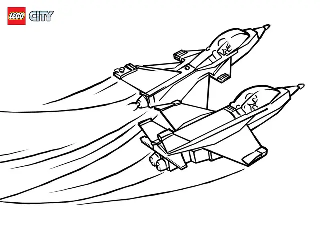 Dibujo de Lego City Aeropuerto con Jet para colorear