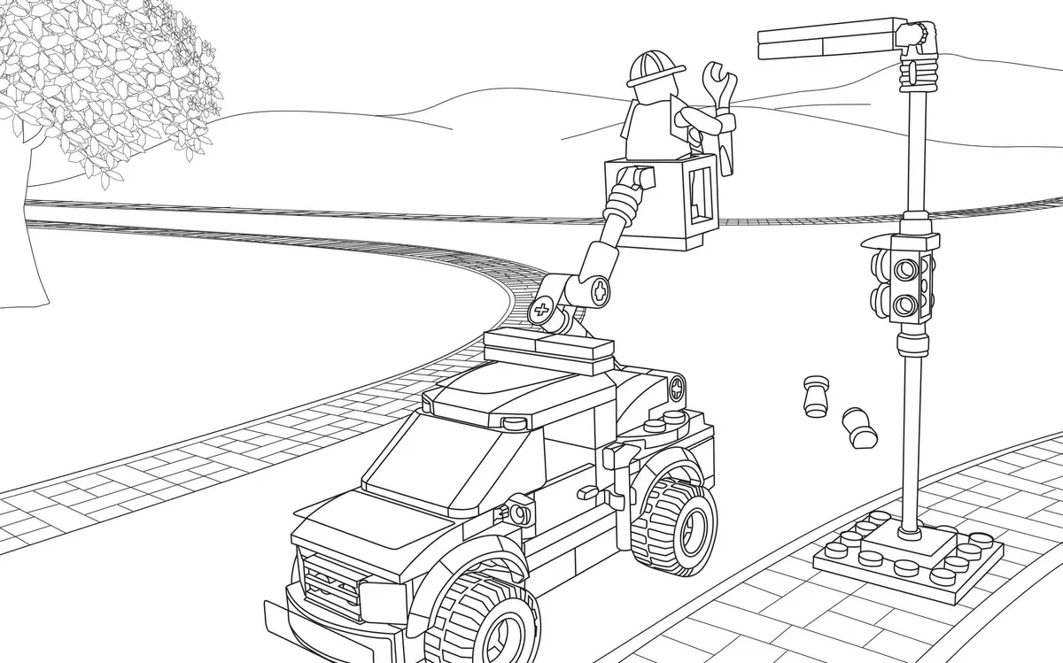 Dibujo de Lego City Camión de Reparación de Luces para colorear