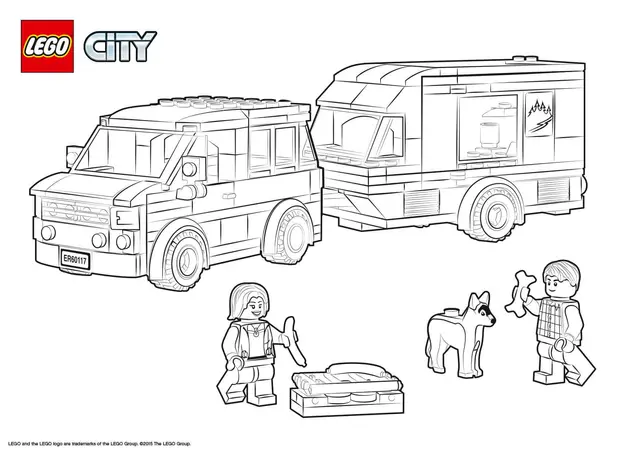 Dibujo de Lego City Furgoneta y Caravana para colorear