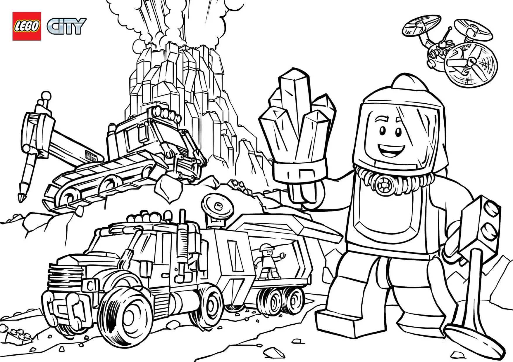 Coloriage Lego City Volcano Explorers - Lego city à imprimer
