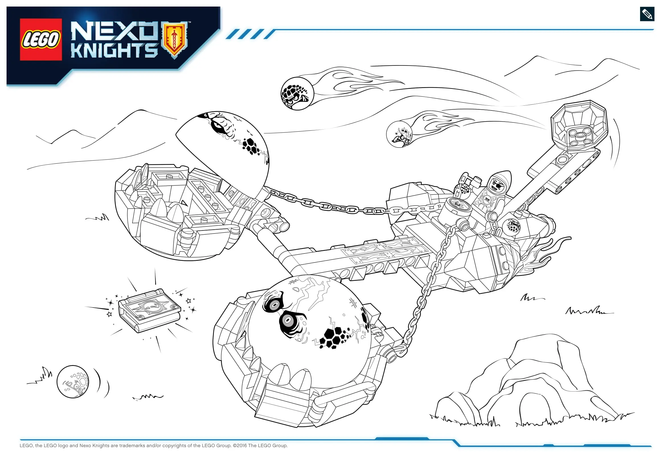 Coloriage Château Infernal Lego Nexo Knights Jestro - Lego à imprimer