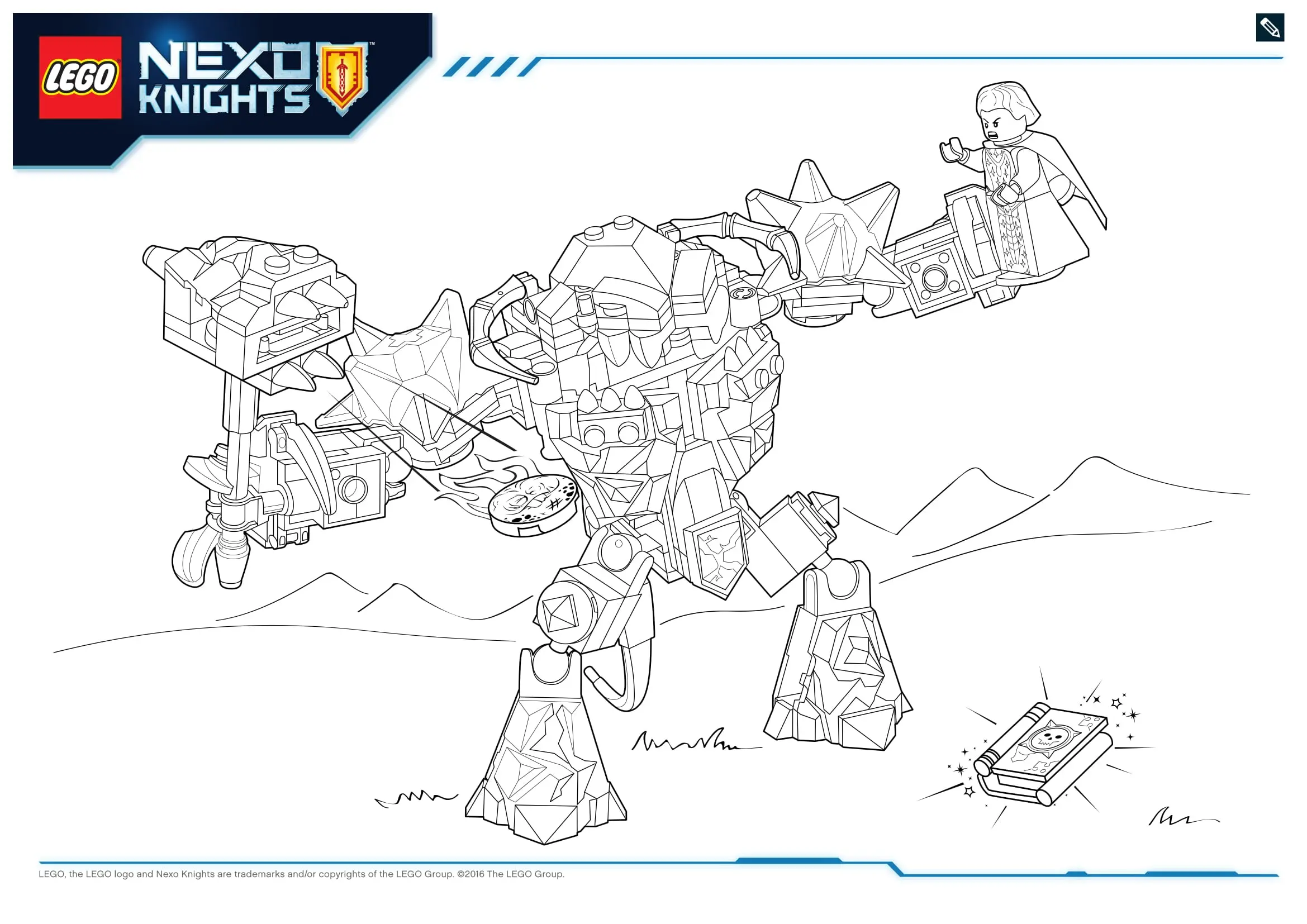 Coloriage Lego Nexo Knights Forteresse Volcanique Jestro - Lego à imprimer