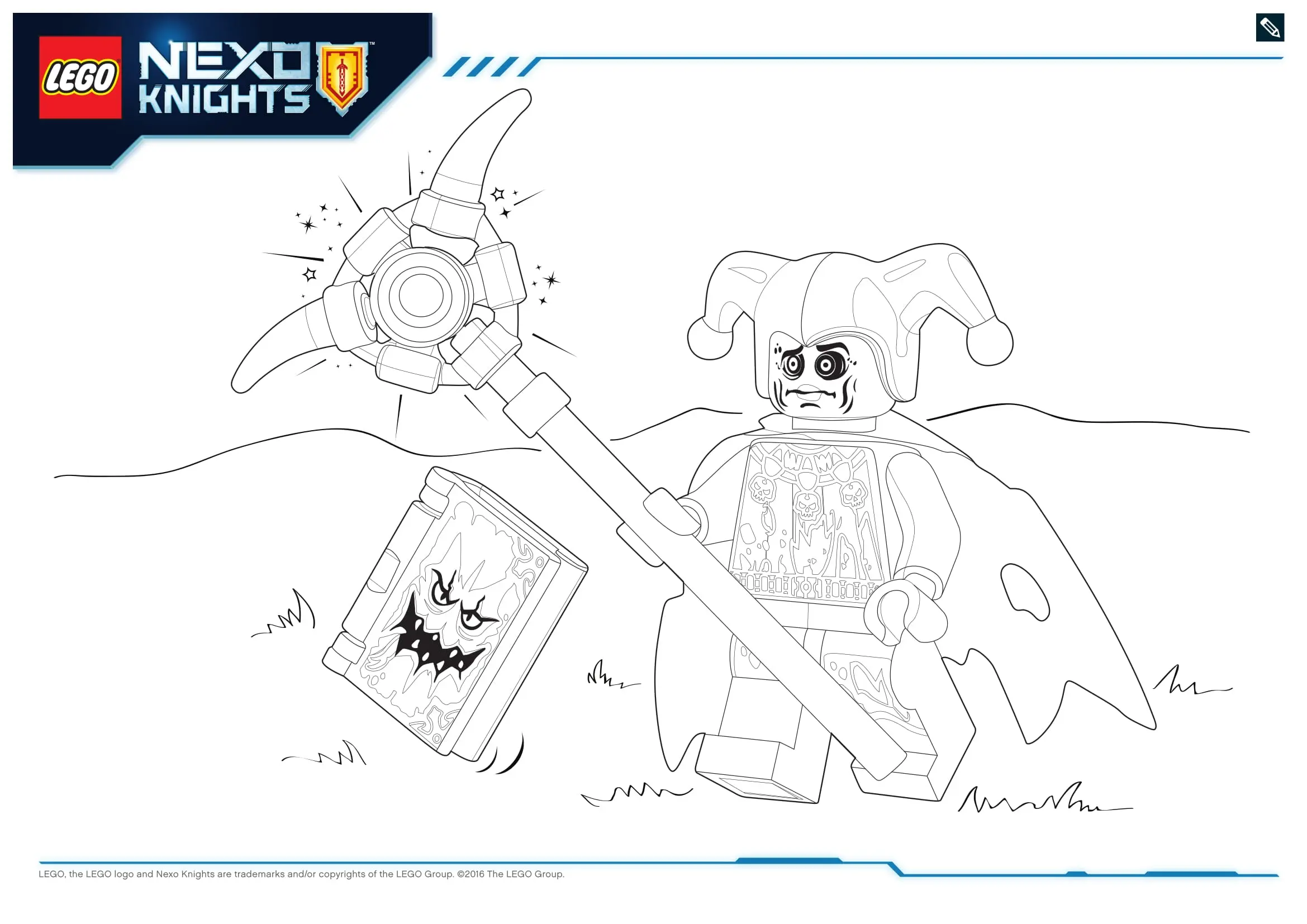 Coloriage Château de Lave Lego Nexo Knights Jestro - Lego à imprimer