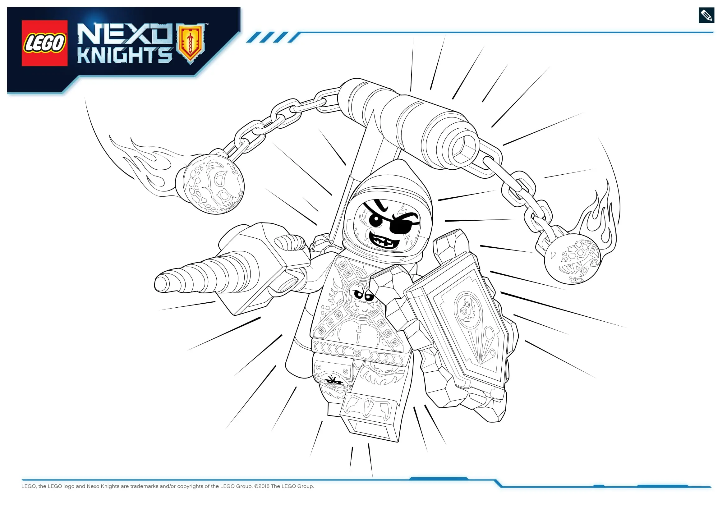 Coloriage Champion ultime Nexo Knights et créature - Lego à imprimer