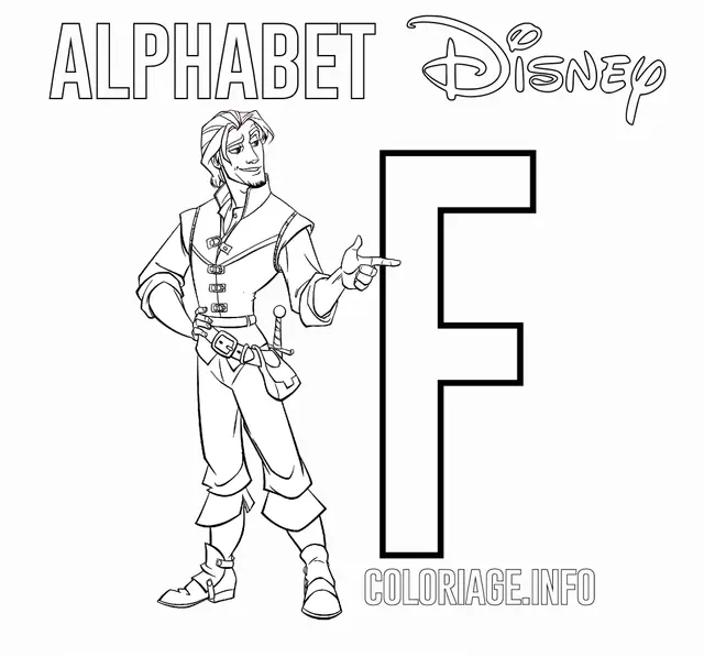 Coloriage Lettre F Pour Flynn - Alphabet disney à imprimer