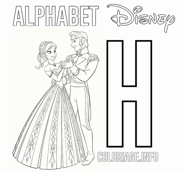 Coloriage Lettre H Pour Hans De Frozen - Alphabet disney à imprimer