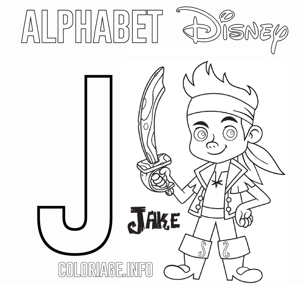Letter J is for Jake coloring page to print