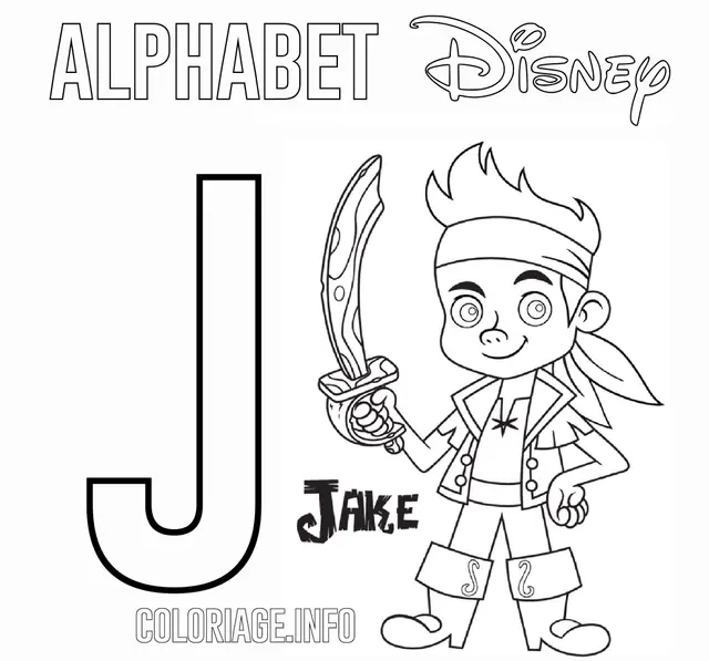 Coloriage Lettre J Pour Jakes - Alphabet disney à imprimer