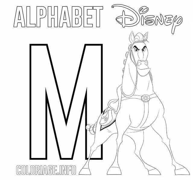Coloriage Lettre M Pour Maximus Disney - Alphabet disney à imprimer