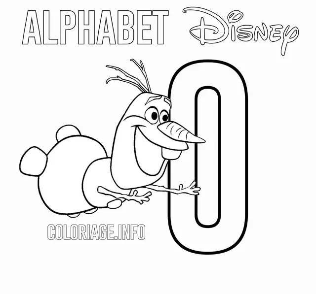 Coloriage Lettre O Pour Olaf Frozen Disney - Alphabet disney à imprimer