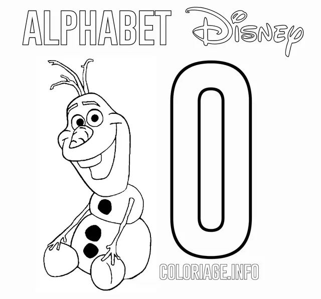 Coloriage Lettre O Pour Olaf - Alphabet disney à imprimer