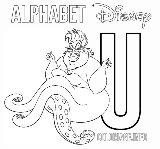 Coloriage Lettre U Pour Ursela - Alphabet disney à imprimer