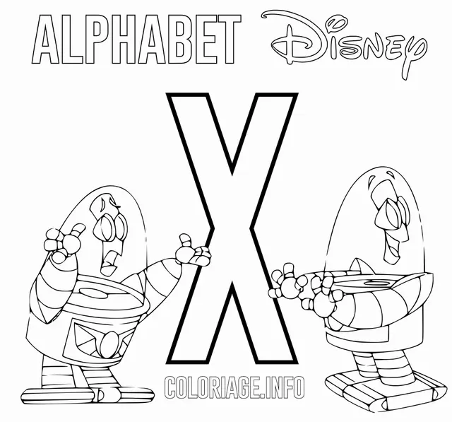 Coloriage Lettre X Pour Xr Buzz Lightyear Star Command De Toy Story - Alphabet disney à imprimer