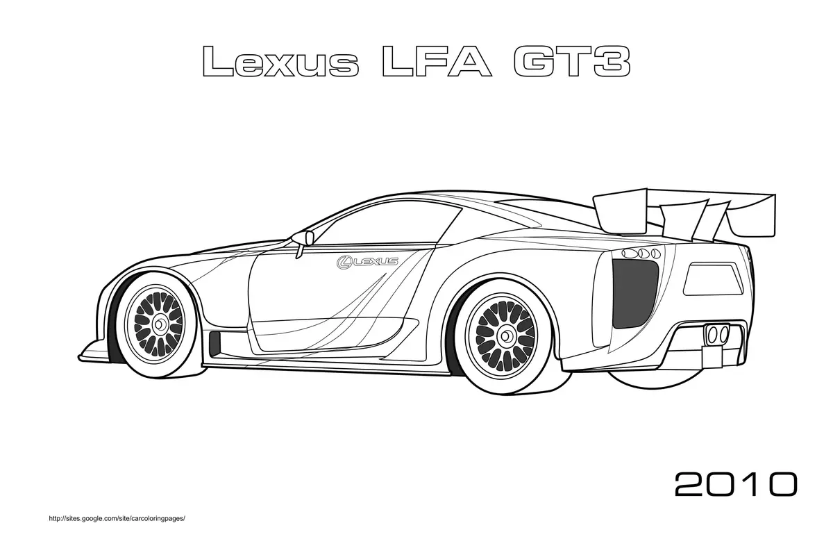 Coloriage Lexus LFA GT3 2010 en compétition - Voiture à imprimer