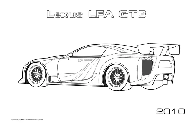 Coloriage Lexus LFA GT3 2010 en compétition - Voiture à imprimer