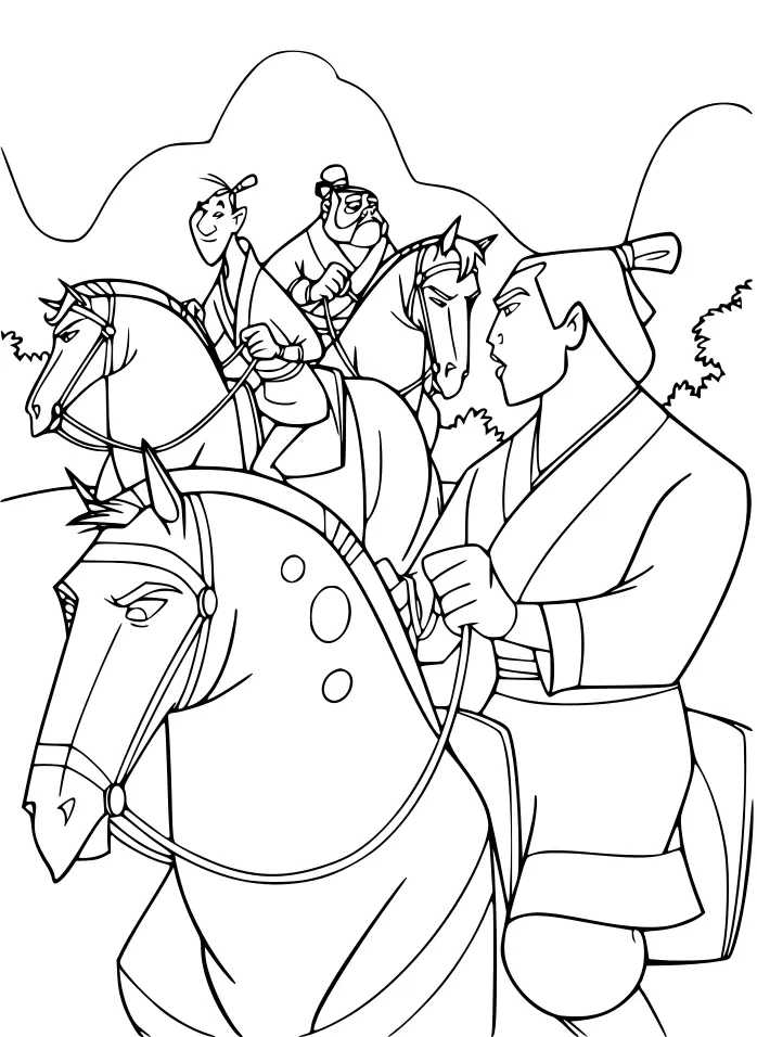 Coloriage Li Shang Fils Du General Li - Mulan à imprimer