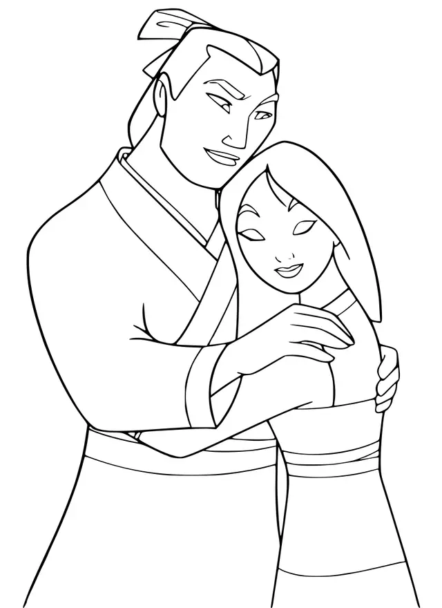 Coloriage Li Shang Reconforte Mulan - Mulan à imprimer