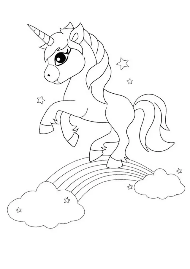 Coloriage Licorne Magique Et Arc En Ciel - Licorne à imprimer