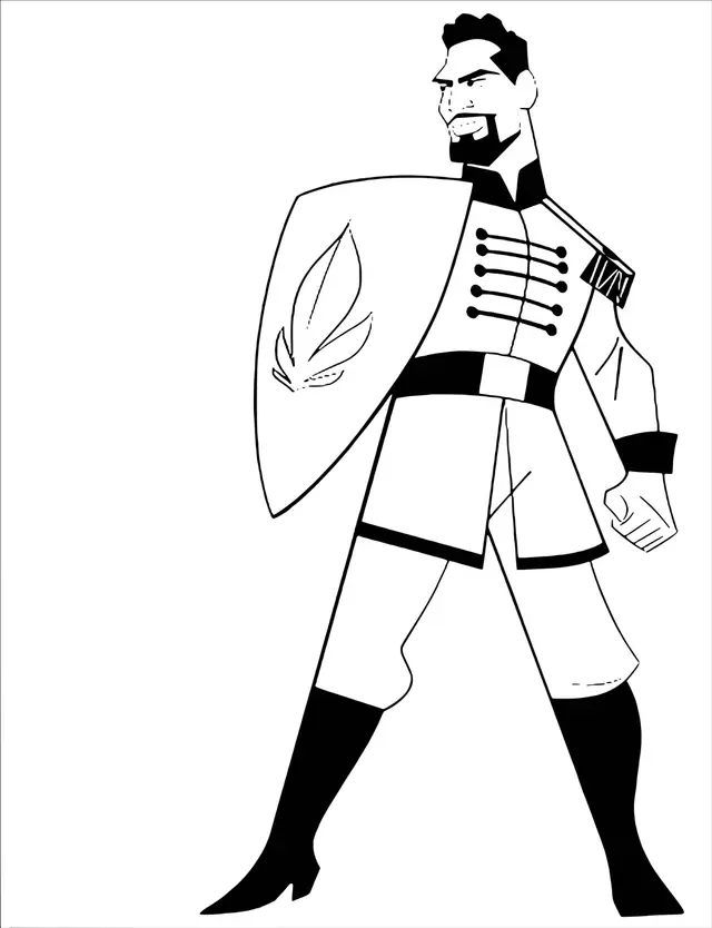 Coloriage Lieutenant Mattias avec son bouclier royal - La Reine des neiges 2 à imprimer