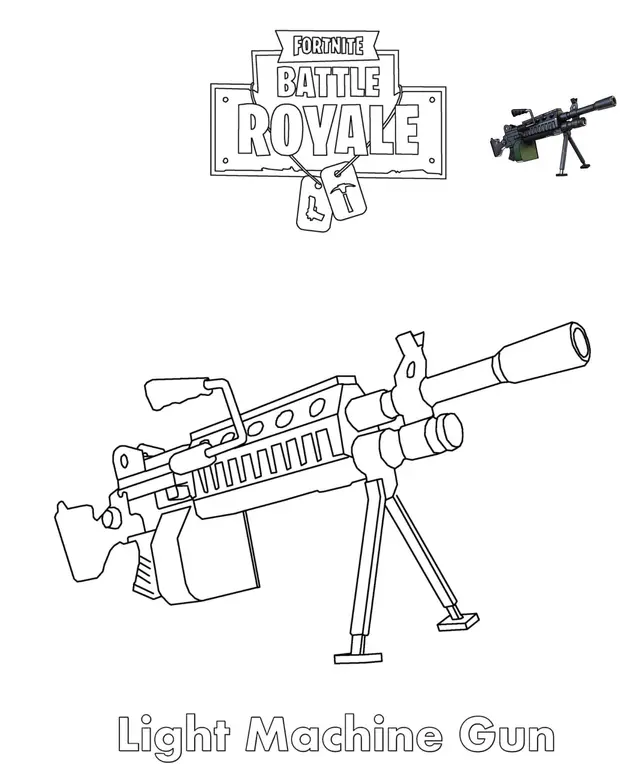 Coloriage Light Machine Gun Fortnite Battle Royale - Fortnite à imprimer