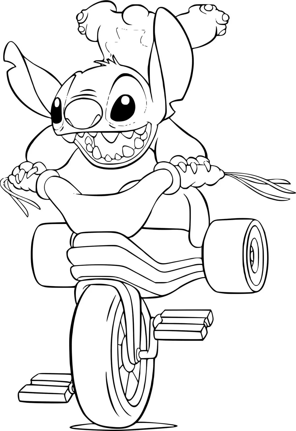 Disegno di Lilo e Stitch in Gara in Moto da stampare