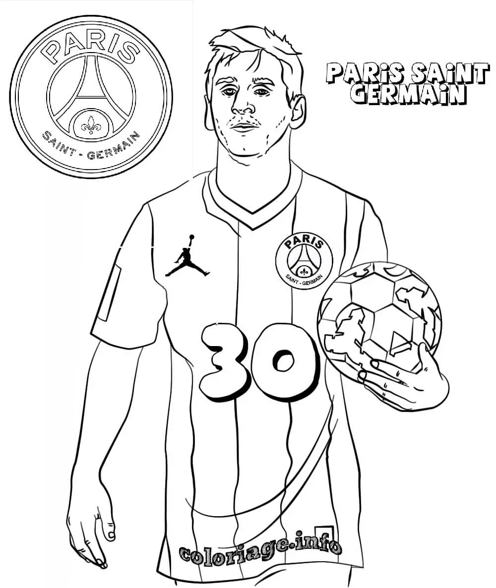 Coloriage Lionel Messi Psg Paris Saint Germain Football Logo - Foot à imprimer