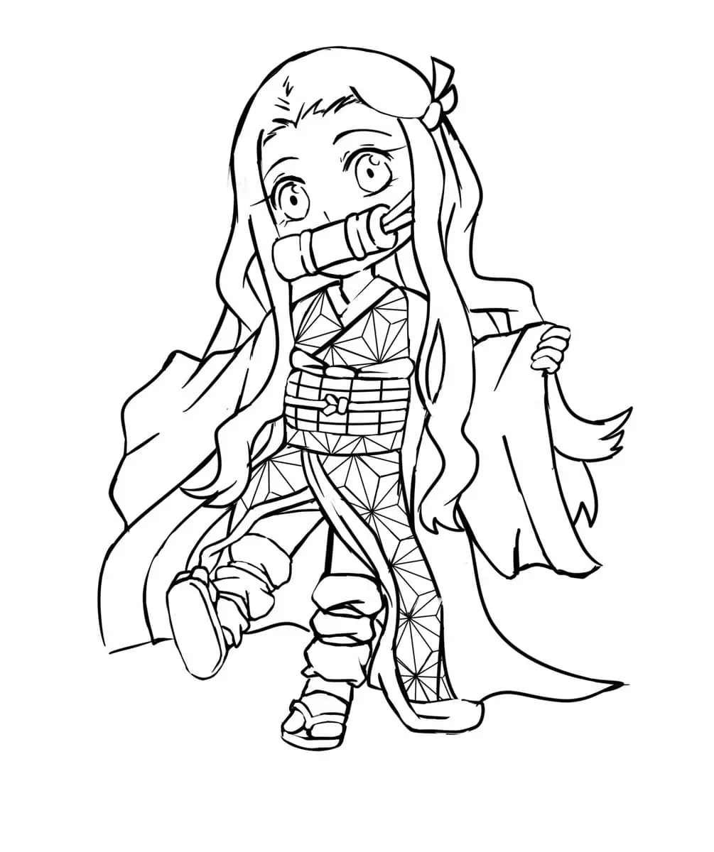Coloriage Petite Nezuko Kamado Kimetsu - Demon slayer à imprimer