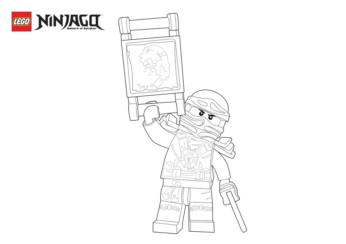 Disegno di Lloyd con il cartello di Ninjago da stampare