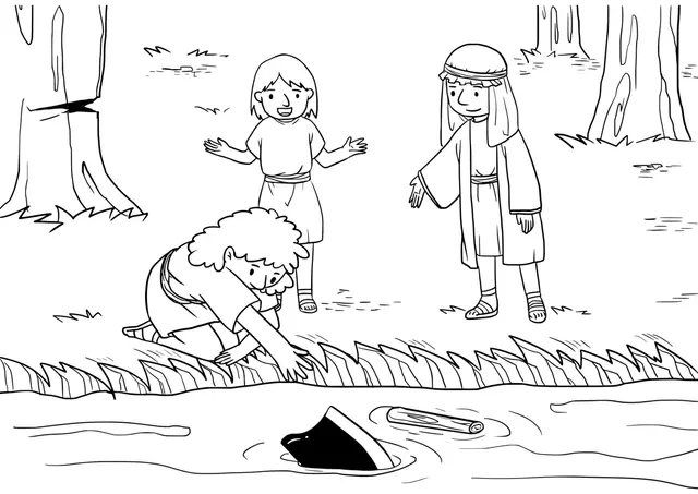 Coloriage Récit sacré du prophète et l'outil retrouvé - Jésus à imprimer