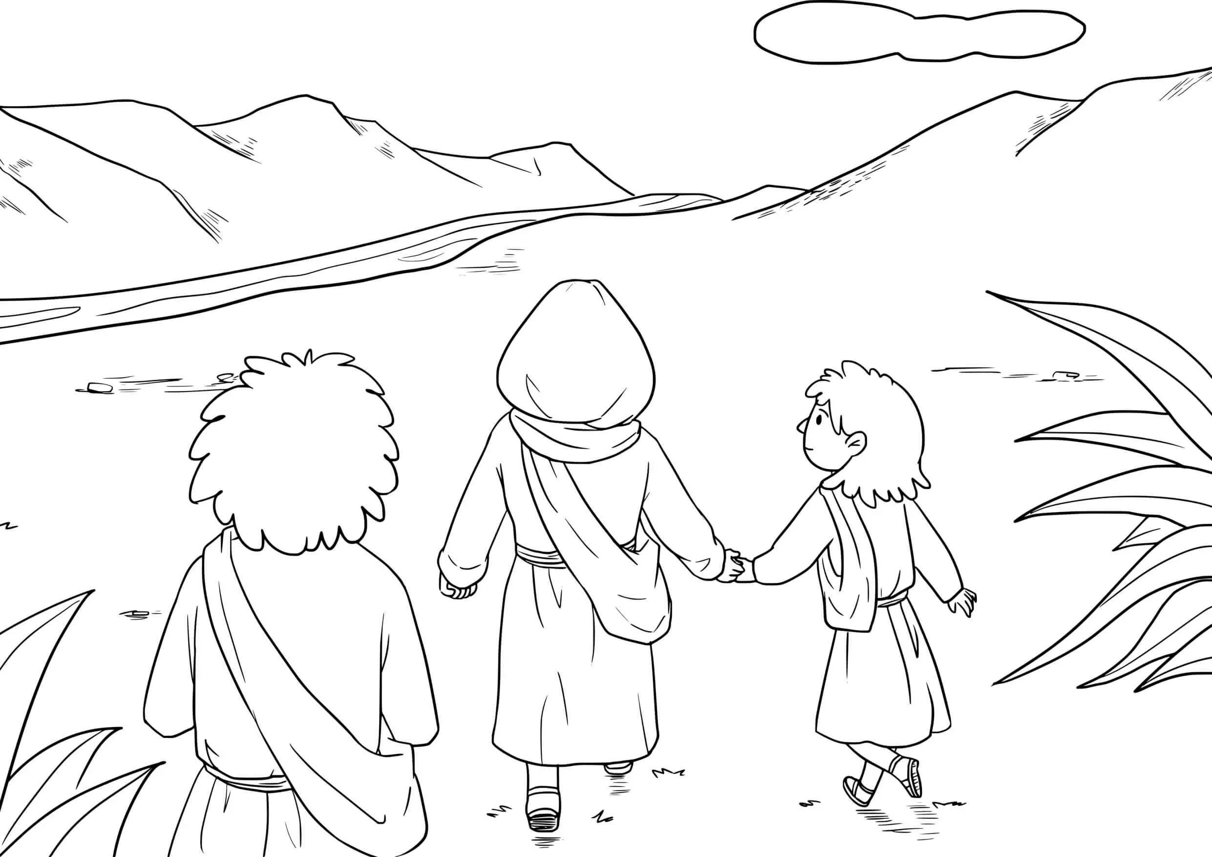 Coloriage Le Christ entouré de ses apôtrès fidèles - Jésus à imprimer