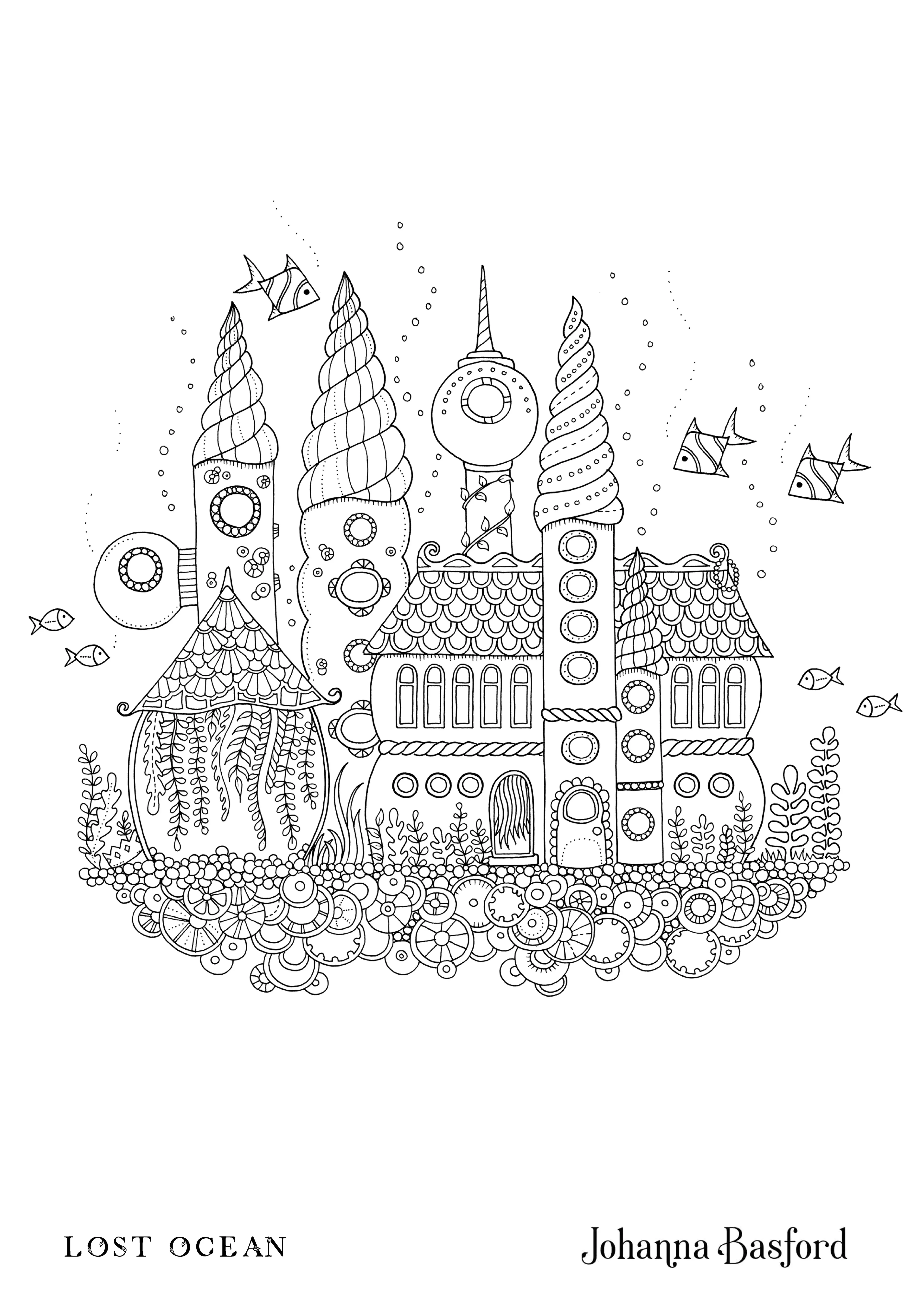 Coloriage Lost Ocean City - Adulte par johanna basford à imprimer