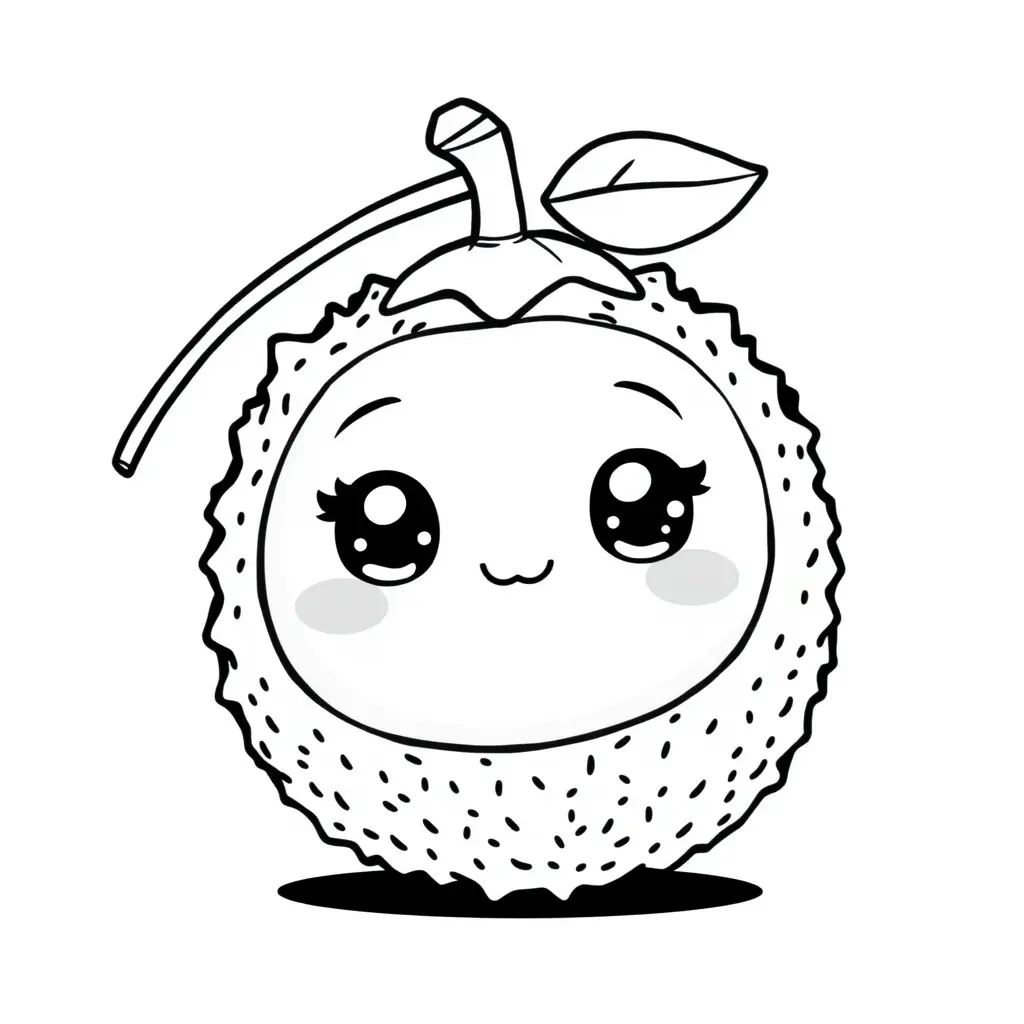 Coloriage Lychee Fruit Kawaii - Kawaii fruits à imprimer