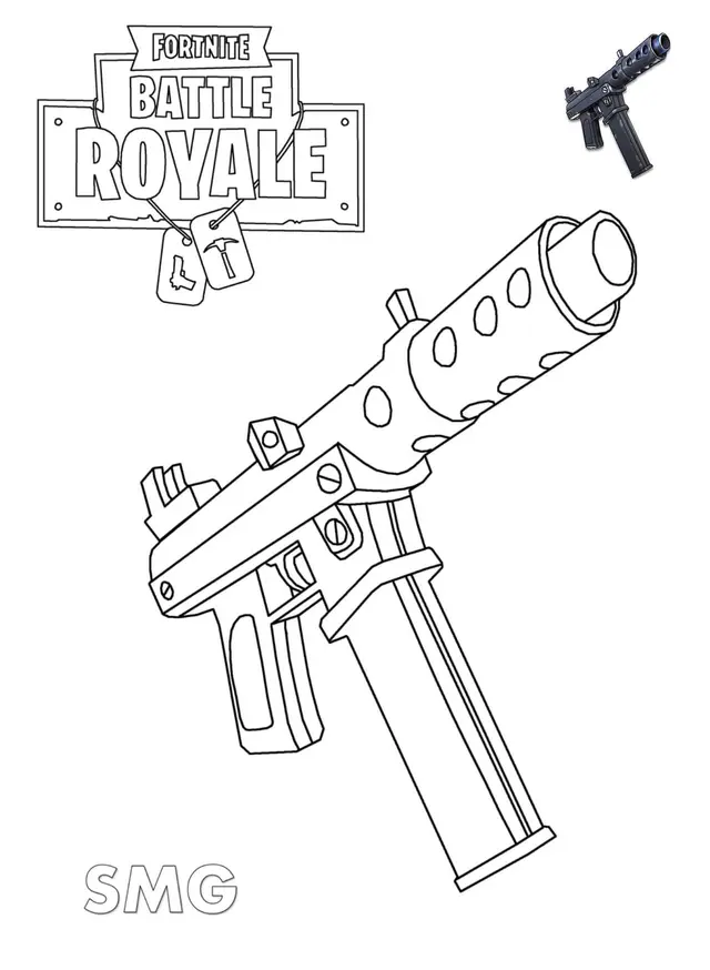 Coloriage Machine Pistol Fortnite - Fortnite à imprimer
