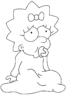 Coloriage Maggie Est Triste - Simpson à imprimer