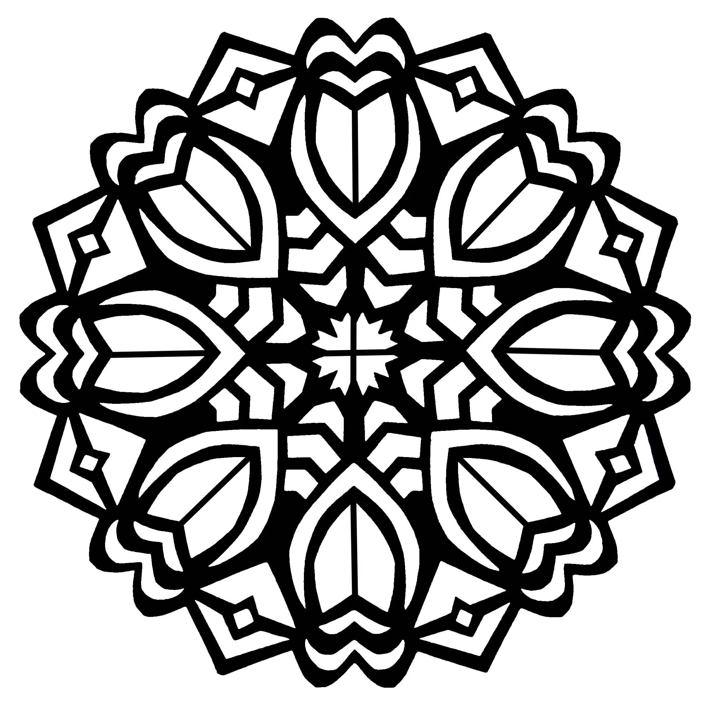 Ausmalbild Mandala Tulpen im Art-déco-Stil zum Ausdrucken